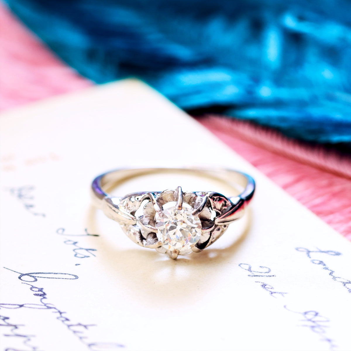 Vintage Recycled Hand Cut Diamond Engagement Ring