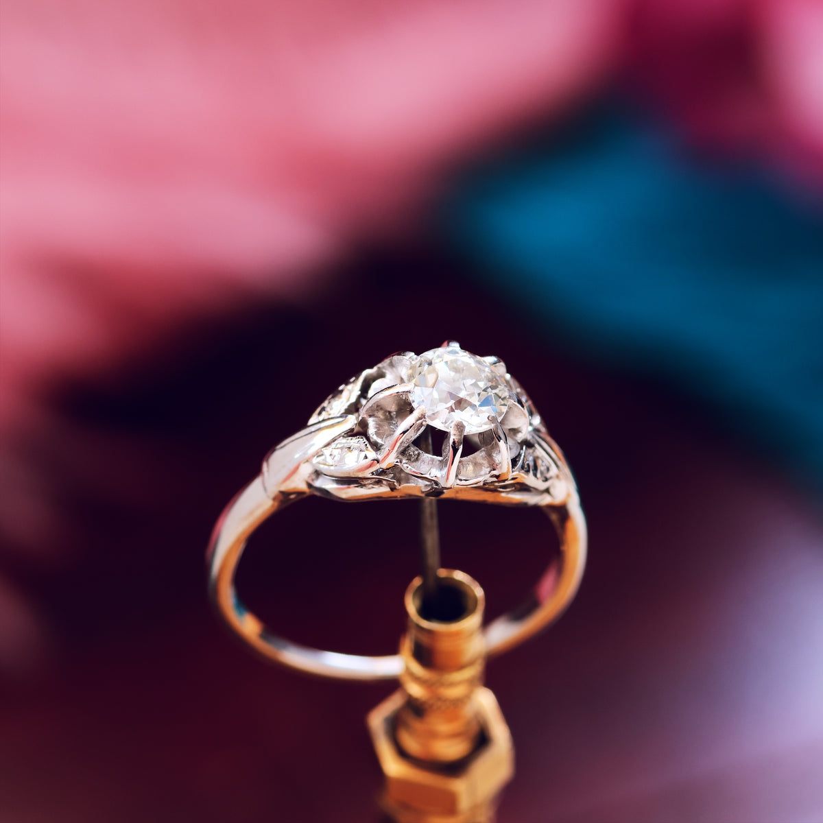 Vintage Recycled Hand Cut Diamond Engagement Ring