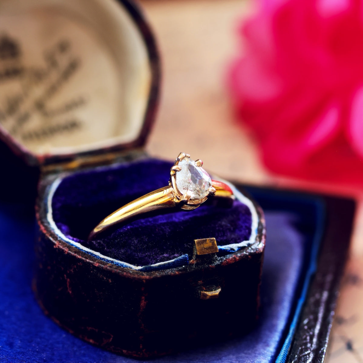 Vintage Recycled Pear-Cut Diamond Engagement Ring