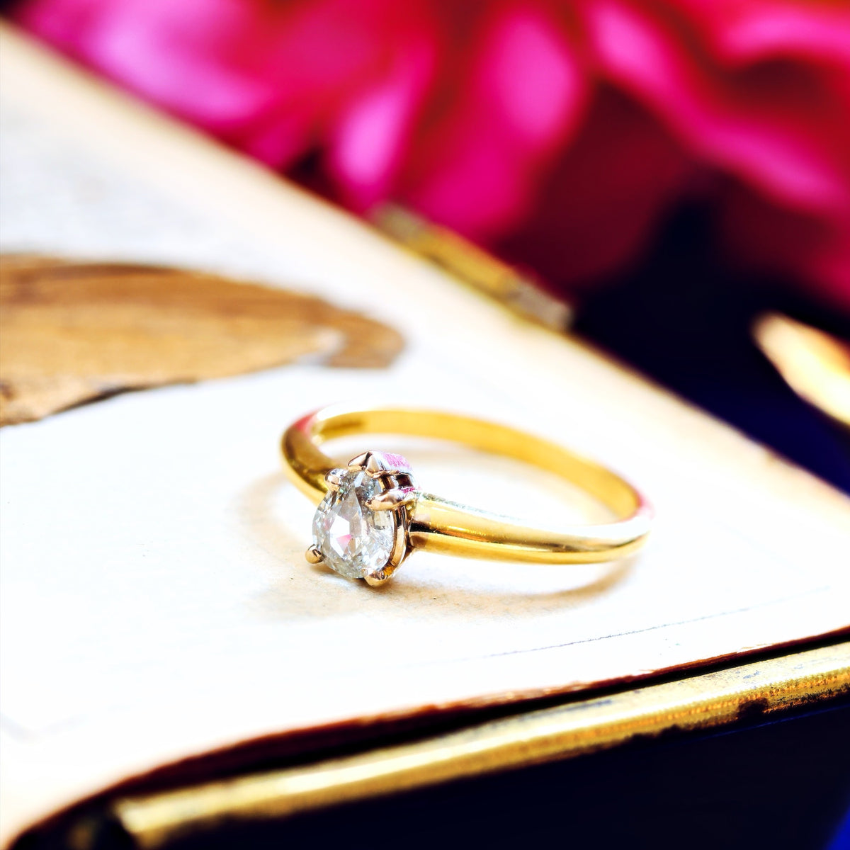 Vintage Recycled Pear-Cut Diamond Engagement Ring