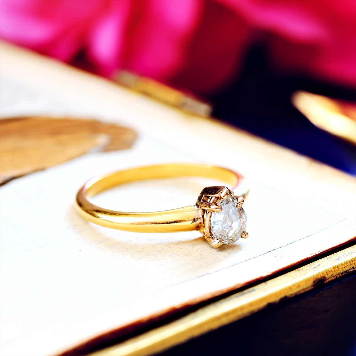 Vintage Recycled Pear-Cut Diamond Engagement Ring