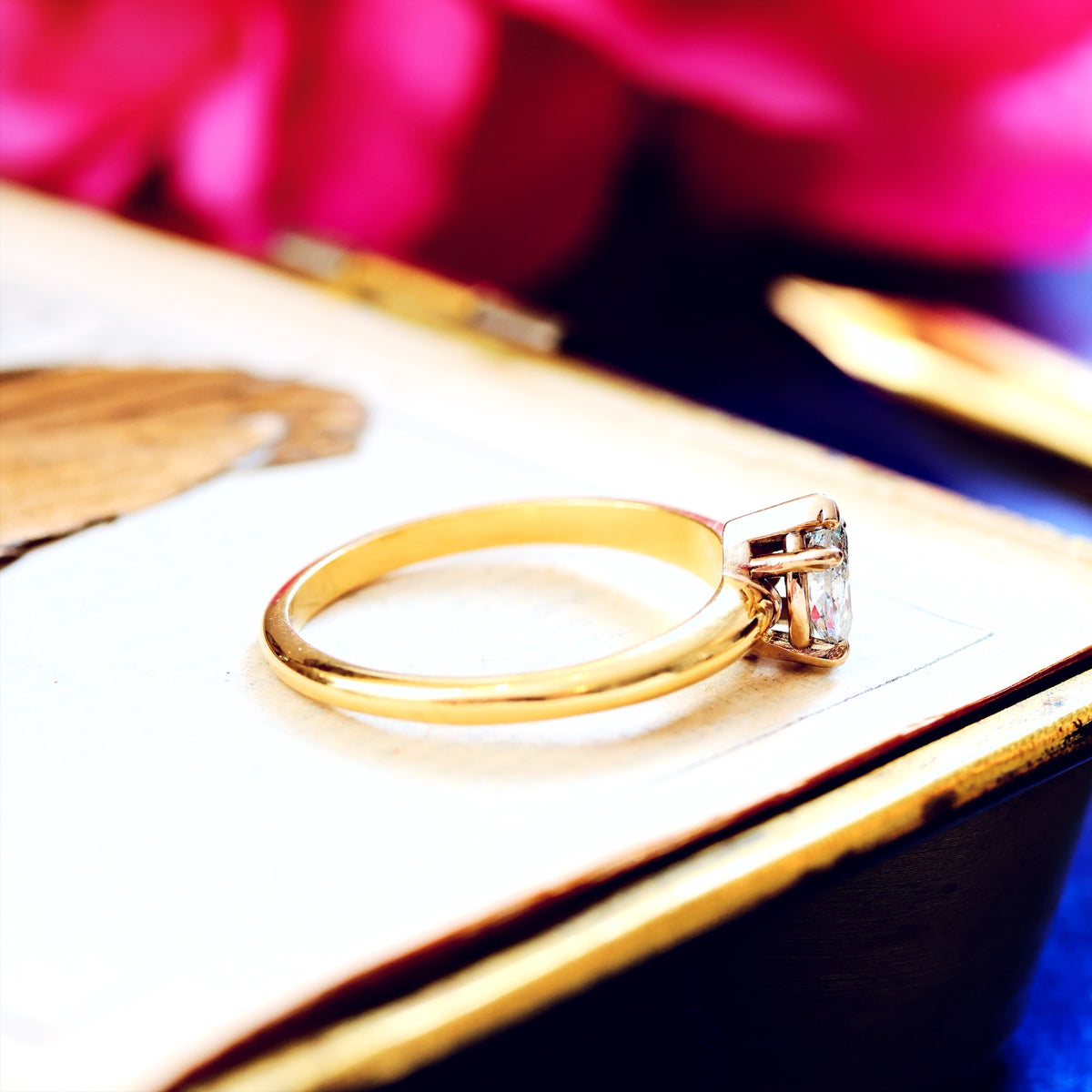 Vintage Recycled Pear-Cut Diamond Engagement Ring