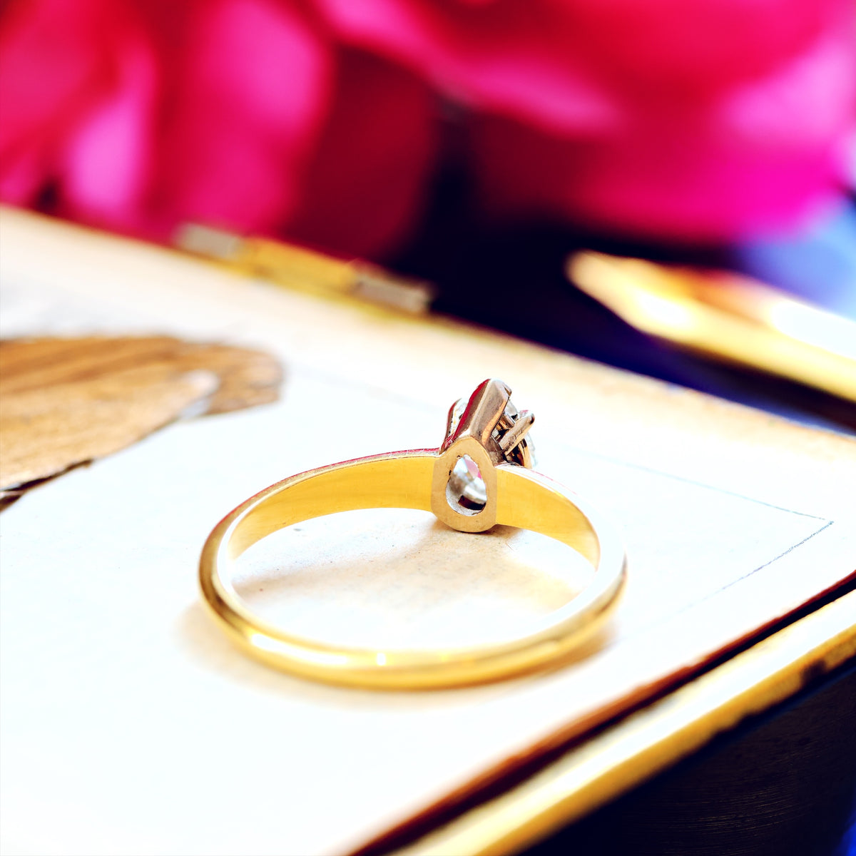 Vintage Recycled Pear-Cut Diamond Engagement Ring