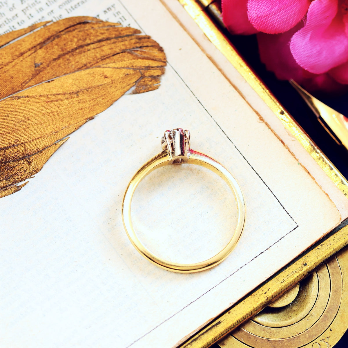 Vintage Recycled Pear-Cut Diamond Engagement Ring
