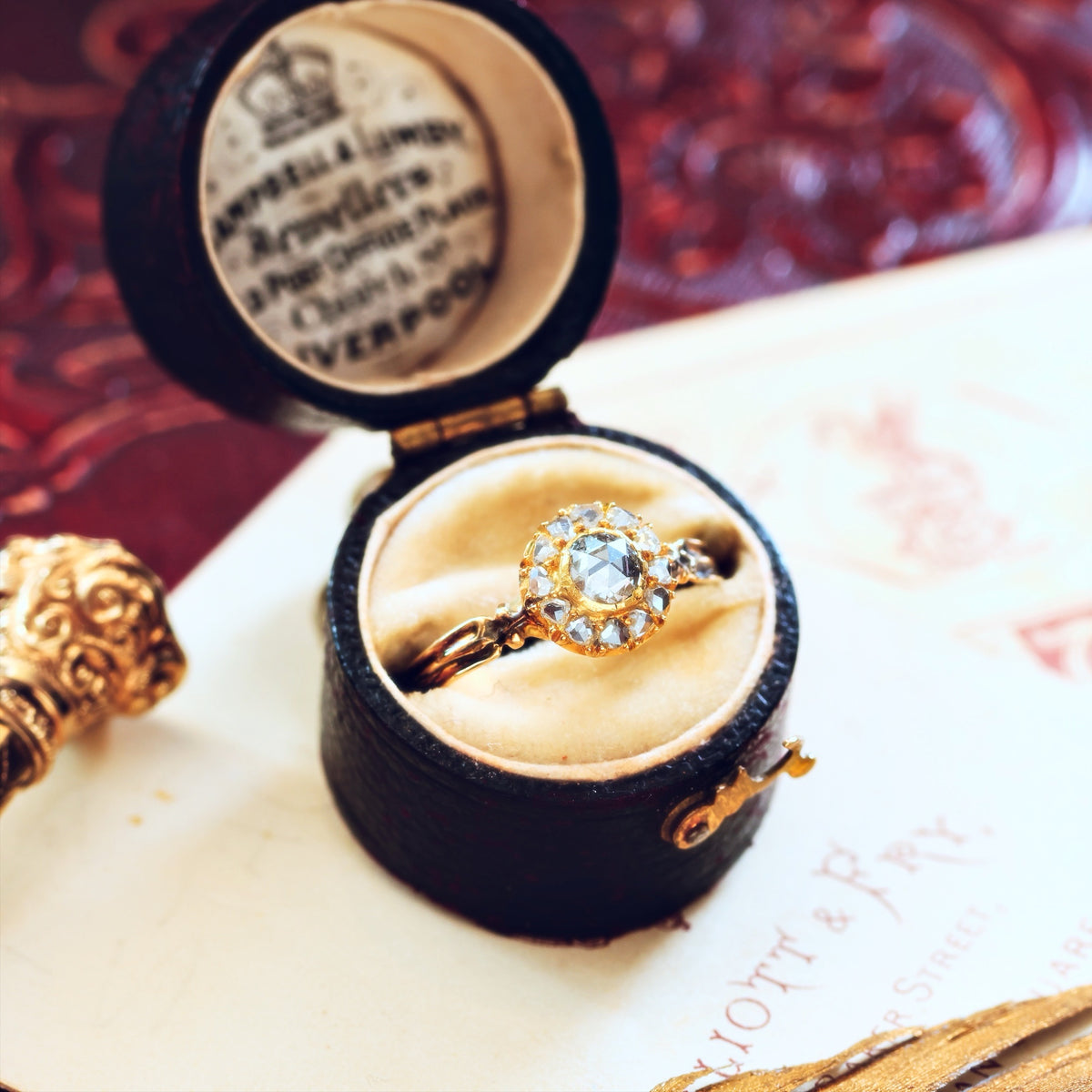 Vintage Recycled Rose Cut Diamond Rosette Engagement Ring