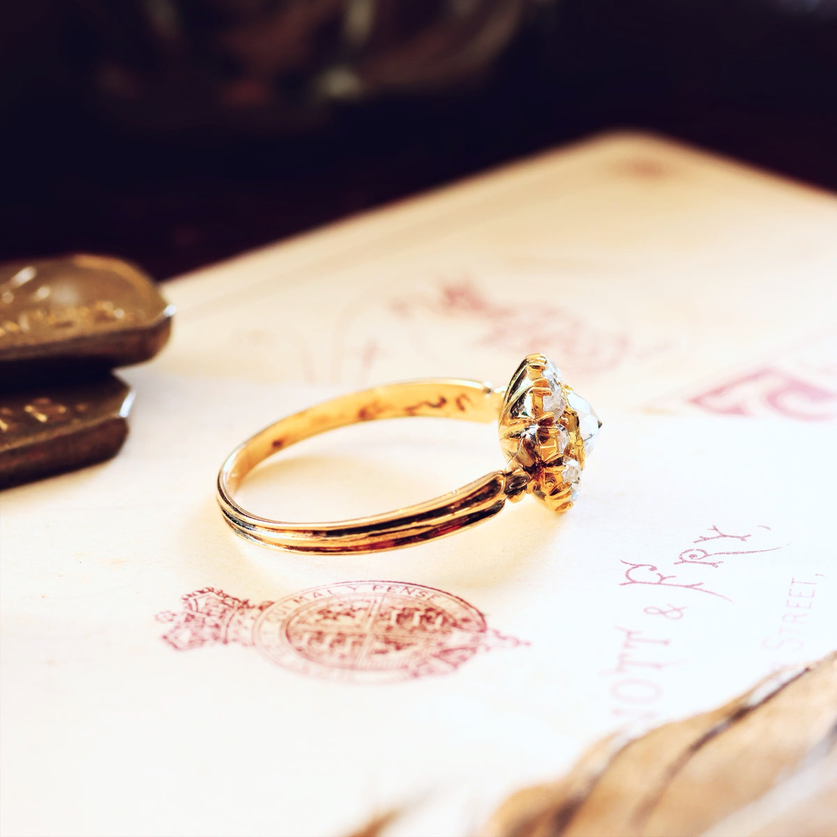 Vintage Recycled Rose Cut Diamond Rosette Engagement Ring