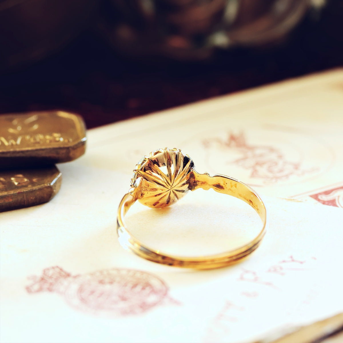 Vintage Recycled Rose Cut Diamond Rosette Engagement Ring