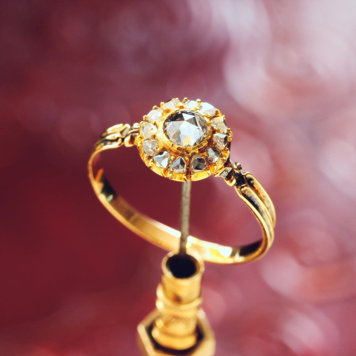 Vintage Recycled Rose Cut Diamond Rosette Engagement Ring