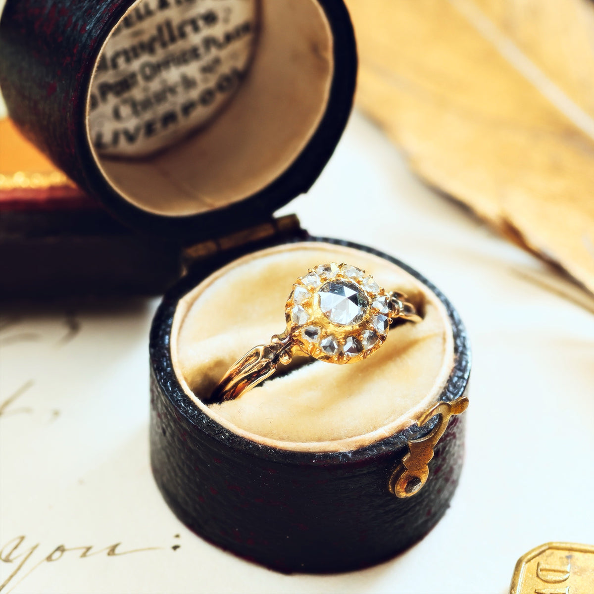 Vintage Recycled Rose Cut Diamond Rosette Engagement Ring