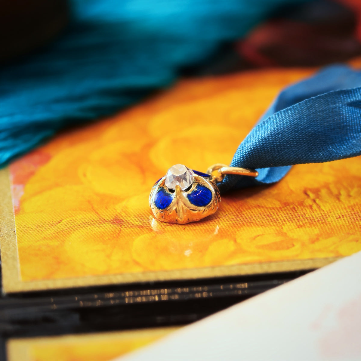 Gothic Revival Diamond & Enamel Pendant