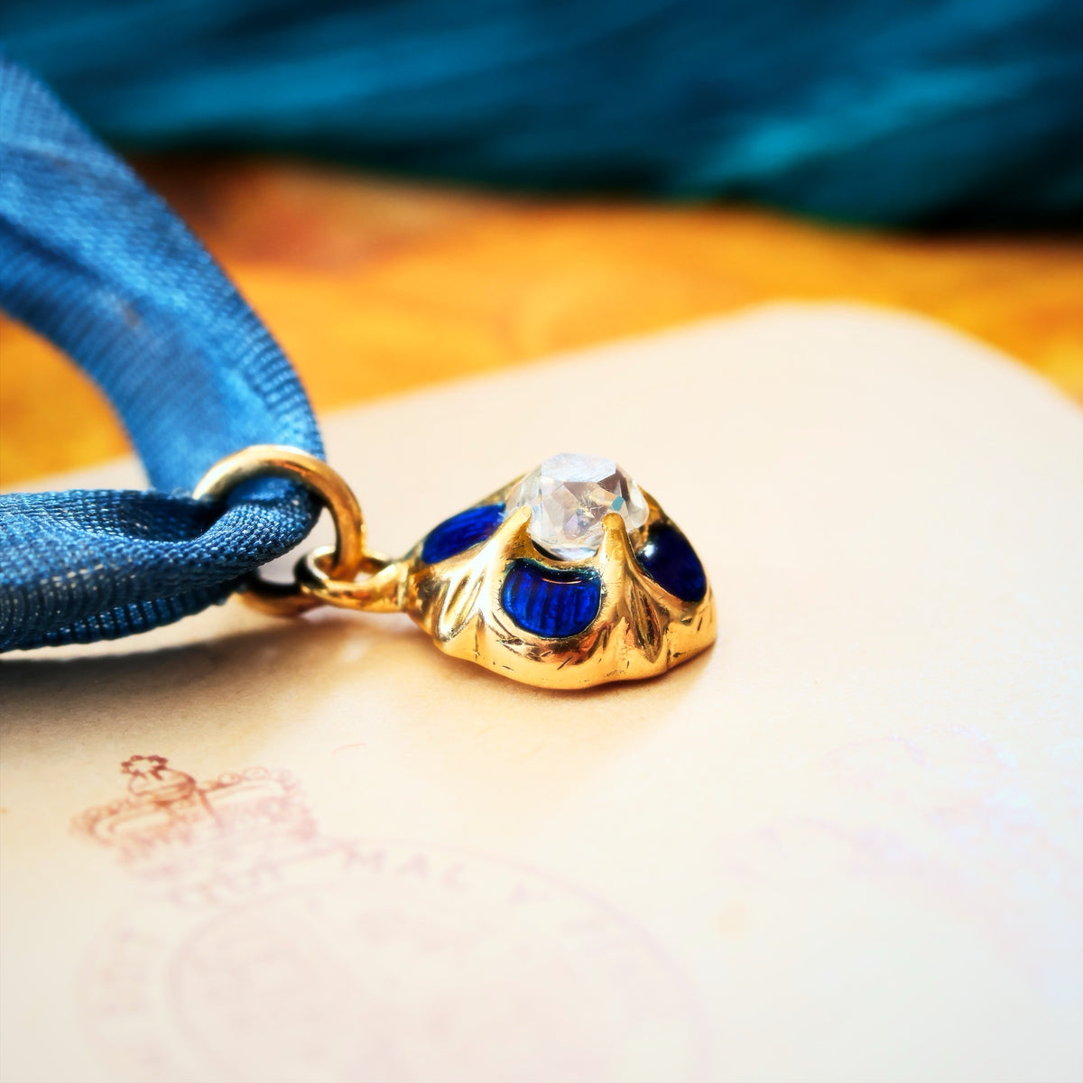 Gothic Revival Diamond & Enamel Pendant