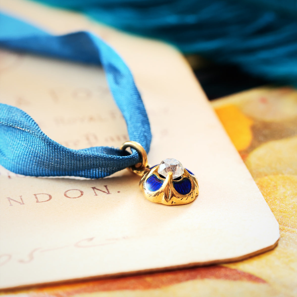 Gothic Revival Diamond & Enamel Pendant