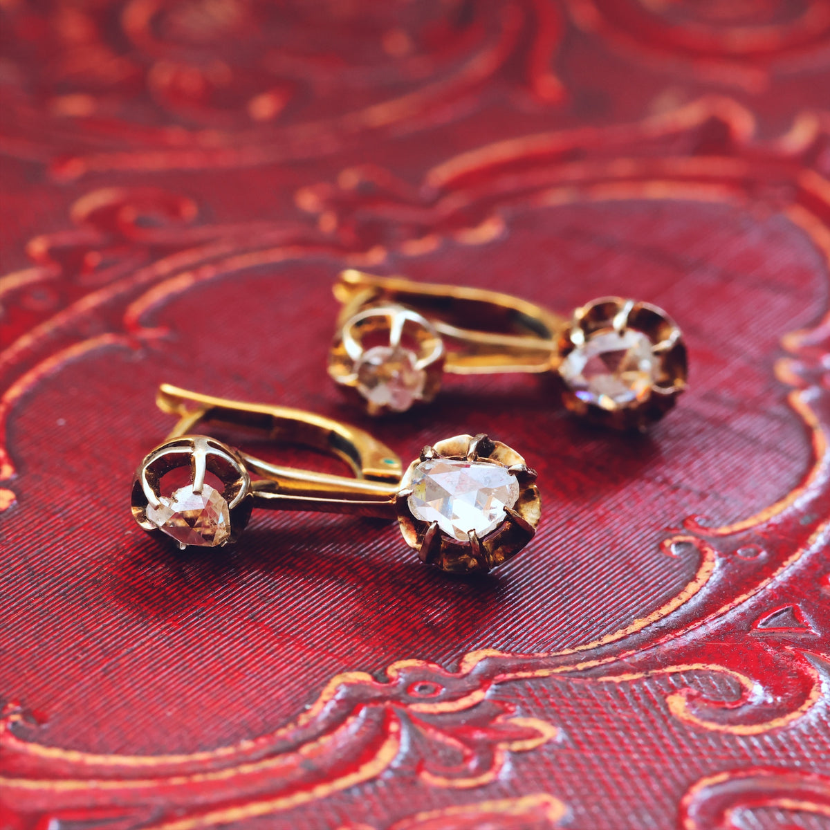 Vintage Rose Cut Diamond Drop Earrings