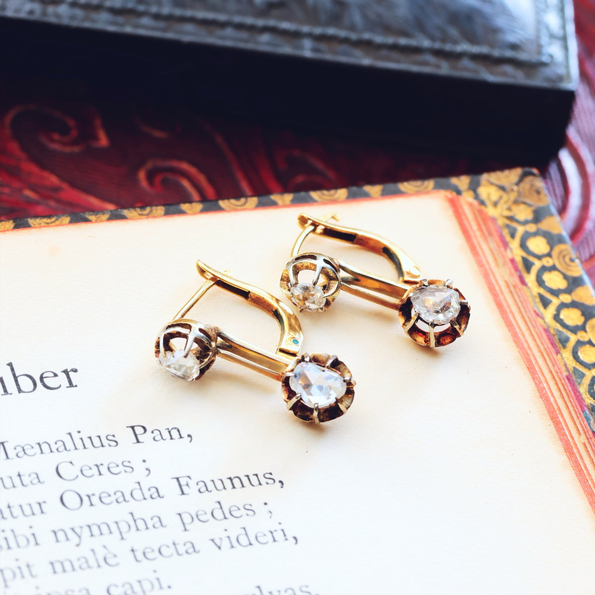 Vintage Rose Cut Diamond Drop Earrings