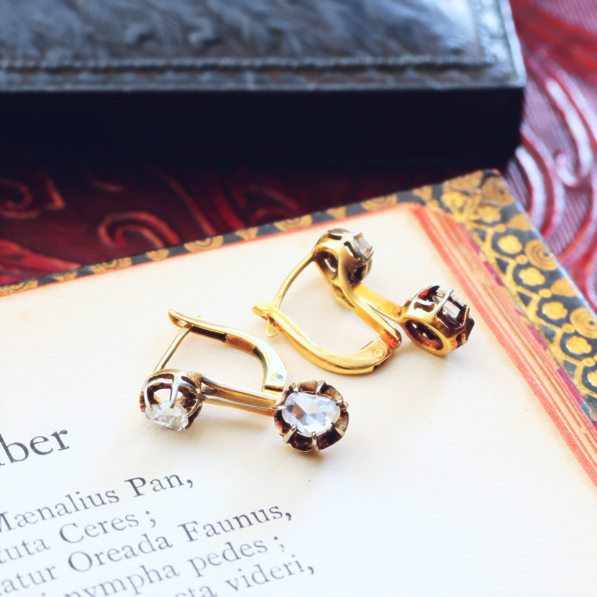 Vintage Rose Cut Diamond Drop Earrings