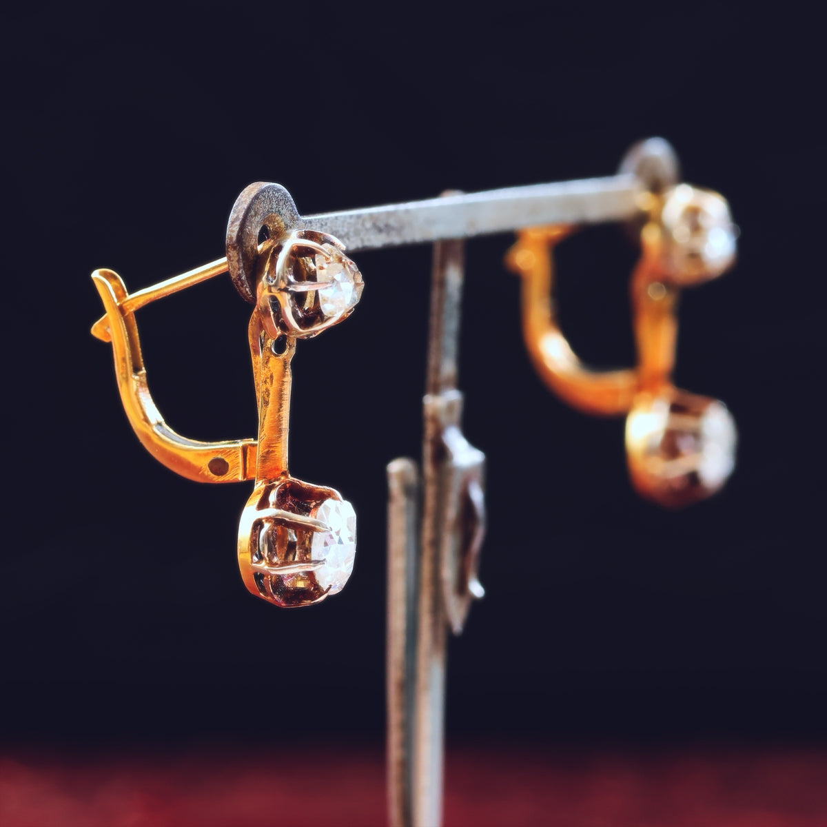 Vintage Rose Cut Diamond Drop Earrings