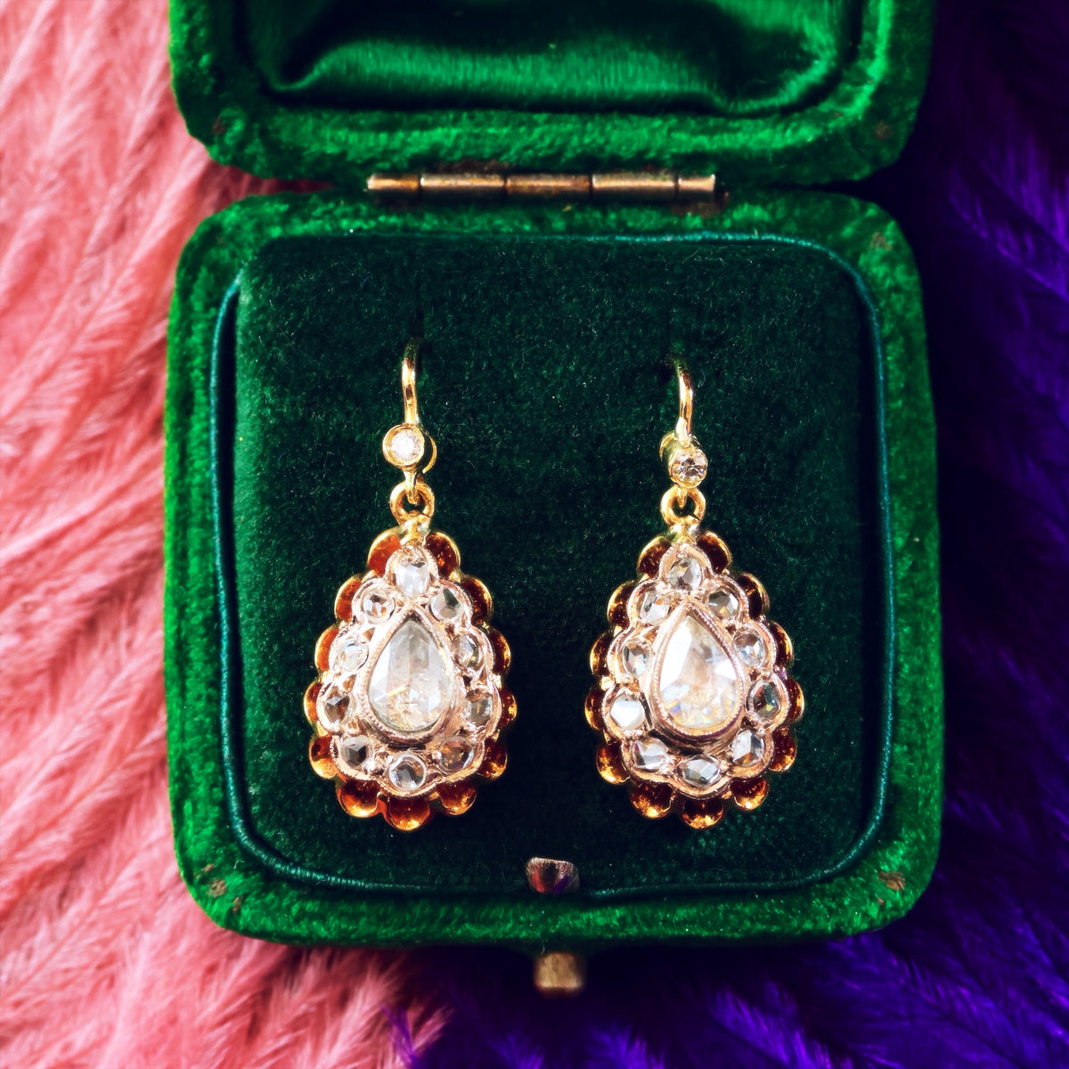 Vintage Rose-cut Diamond Earrings