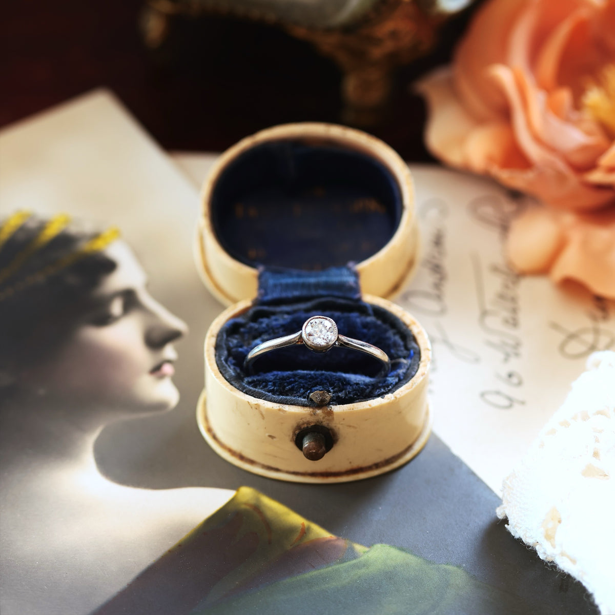 Vintage Hand Cut Diamond Engagement Ring