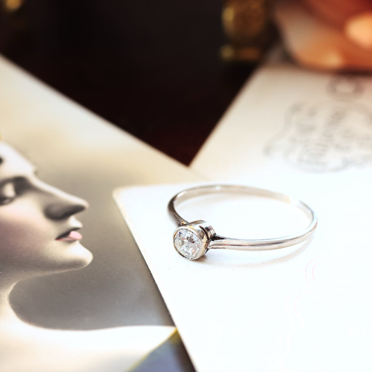 Vintage Hand Cut Diamond Engagement Ring