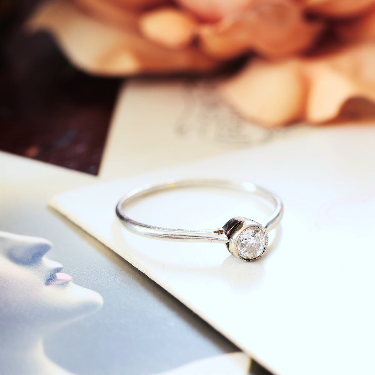 Vintage Hand Cut Diamond Engagement Ring