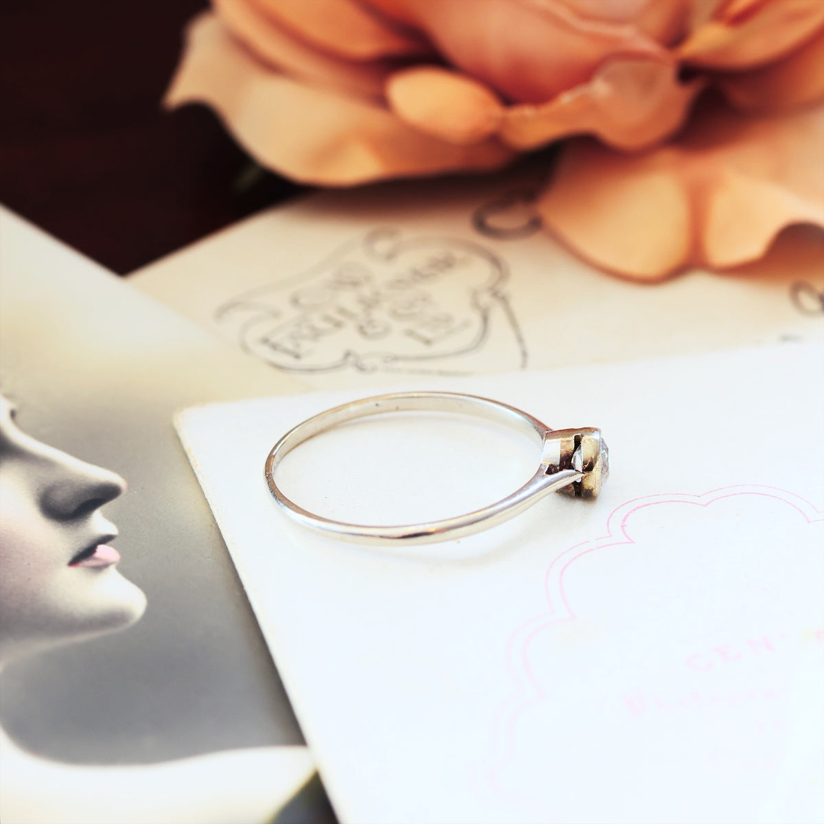 Vintage Hand Cut Diamond Engagement Ring