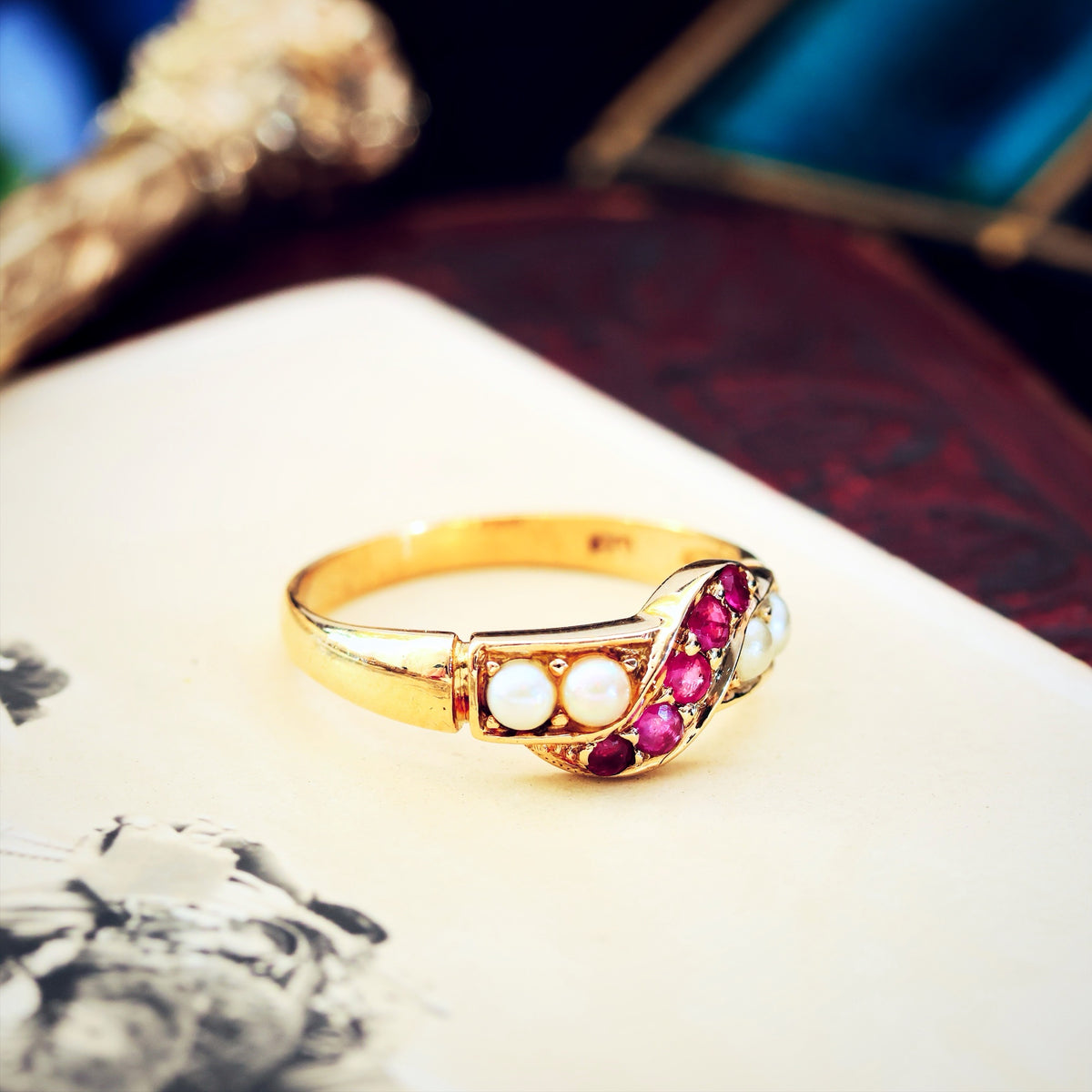 Vintage Ruby & Pearl Dress Ring