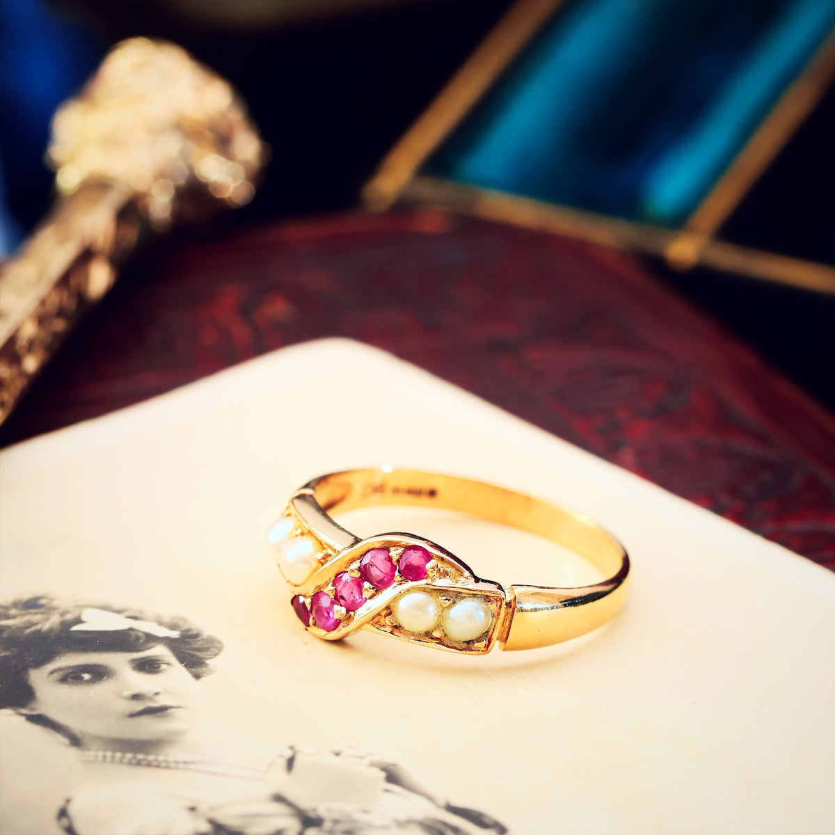 Vintage Ruby & Pearl Dress Ring