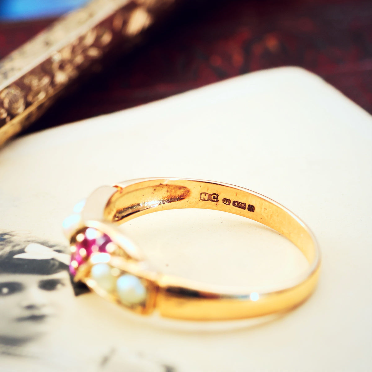Vintage Ruby & Pearl Dress Ring