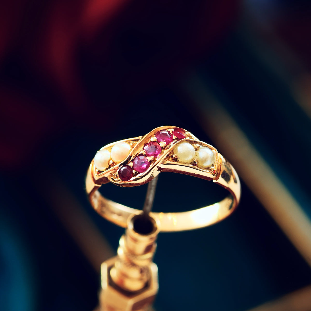 Vintage Ruby & Pearl Dress Ring