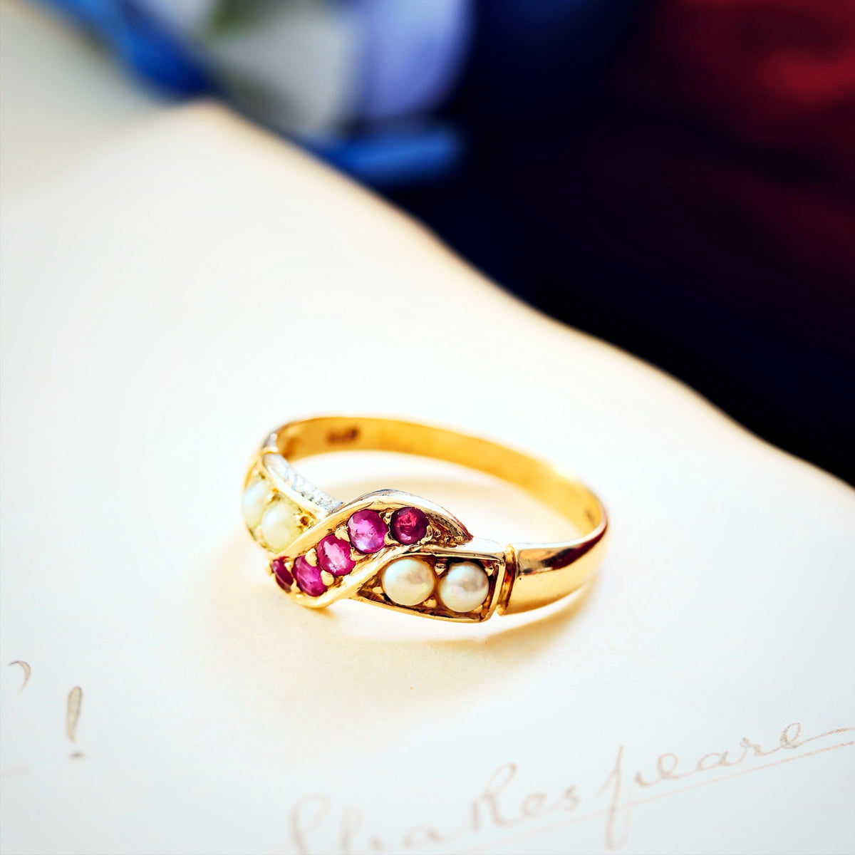 Vintage Ruby & Pearl Dress Ring