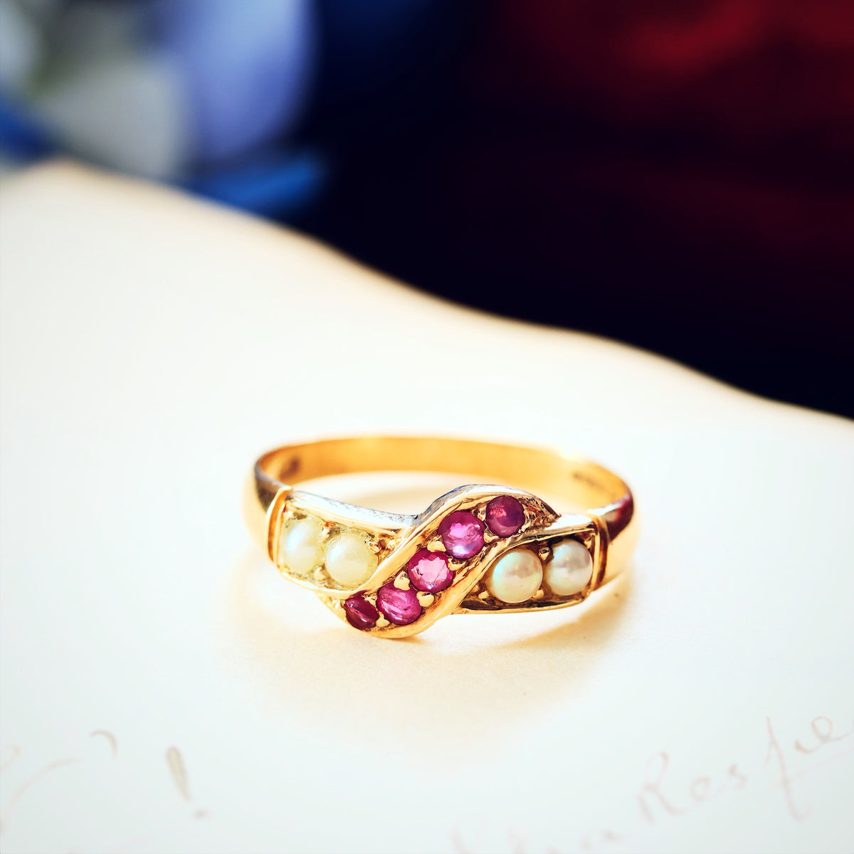 Vintage Ruby & Pearl Dress Ring