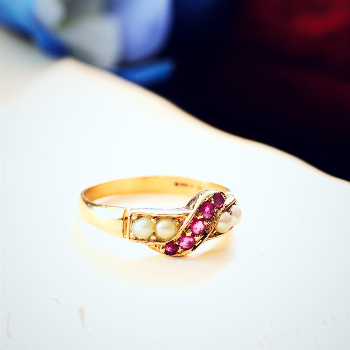 Vintage Ruby & Pearl Dress Ring