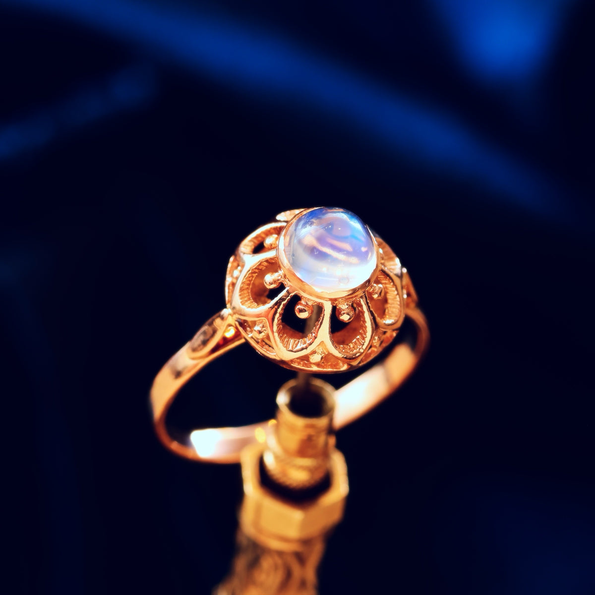 Quirky Vintage Russian Moonstone Dress Ring