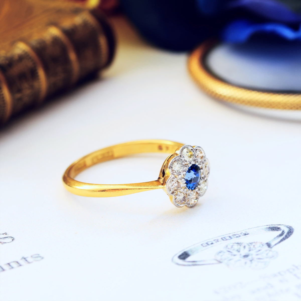 Delightful Blossom! Sapphire & Diamond Cluster Engagement Ring