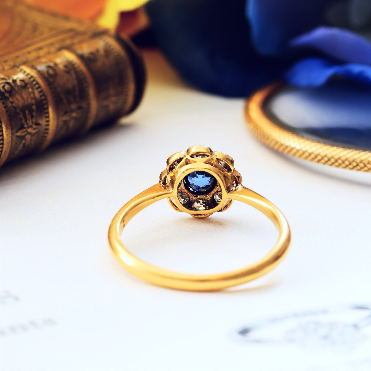 Delightful Blossom! Sapphire & Diamond Cluster Engagement Ring