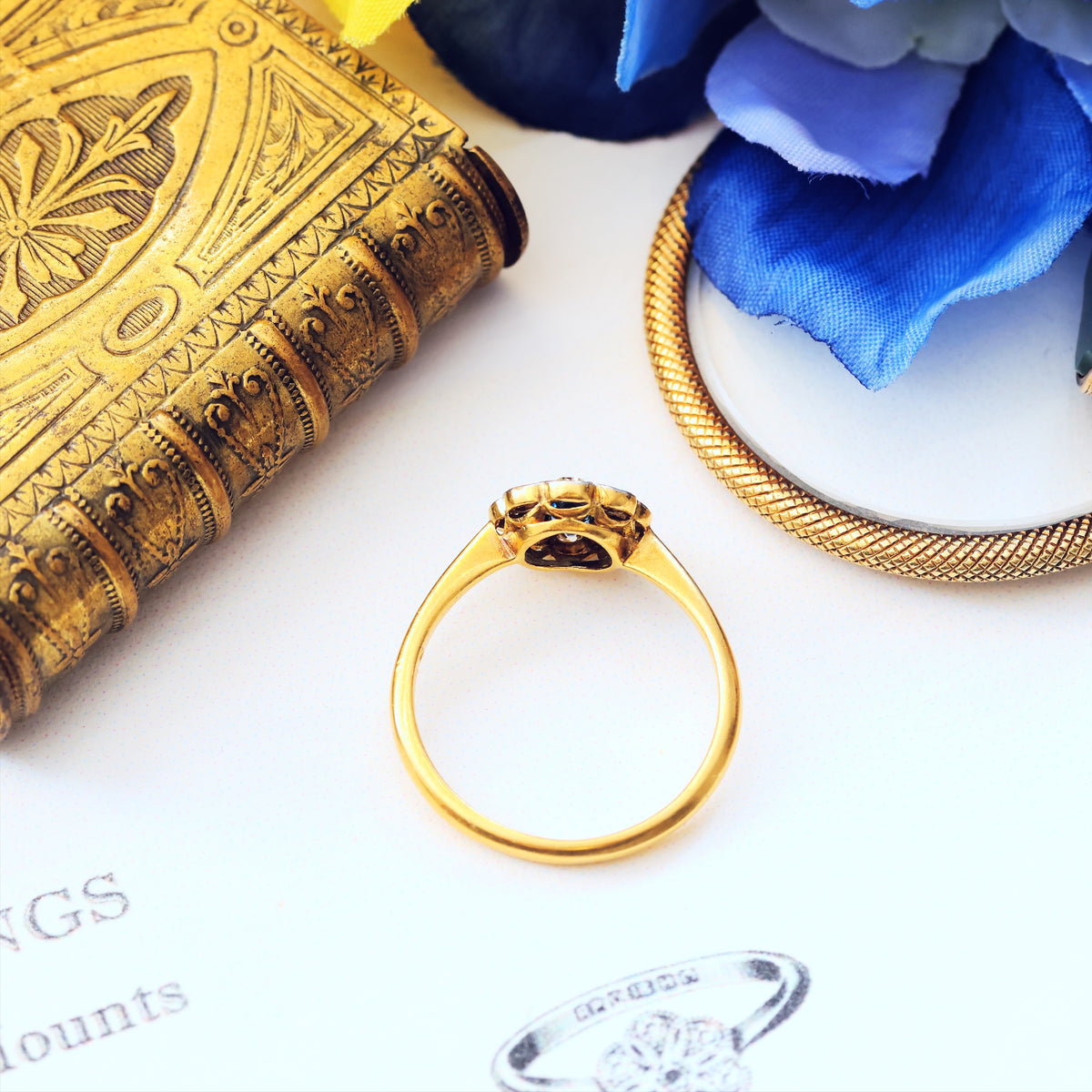 Delightful Blossom! Sapphire & Diamond Cluster Engagement Ring