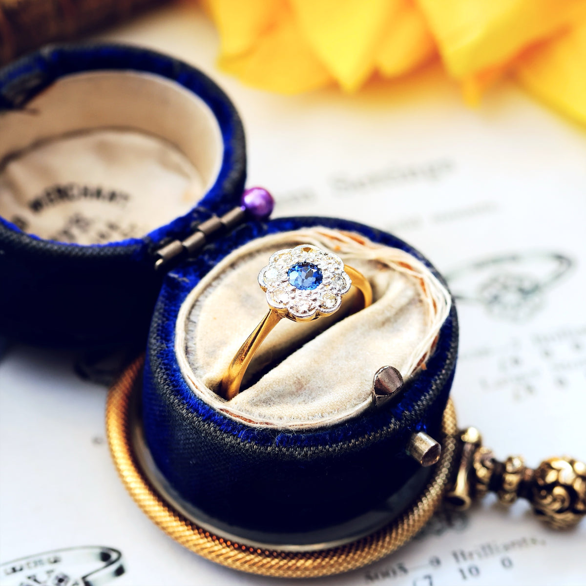 Delightful Blossom! Sapphire & Diamond Cluster Engagement Ring