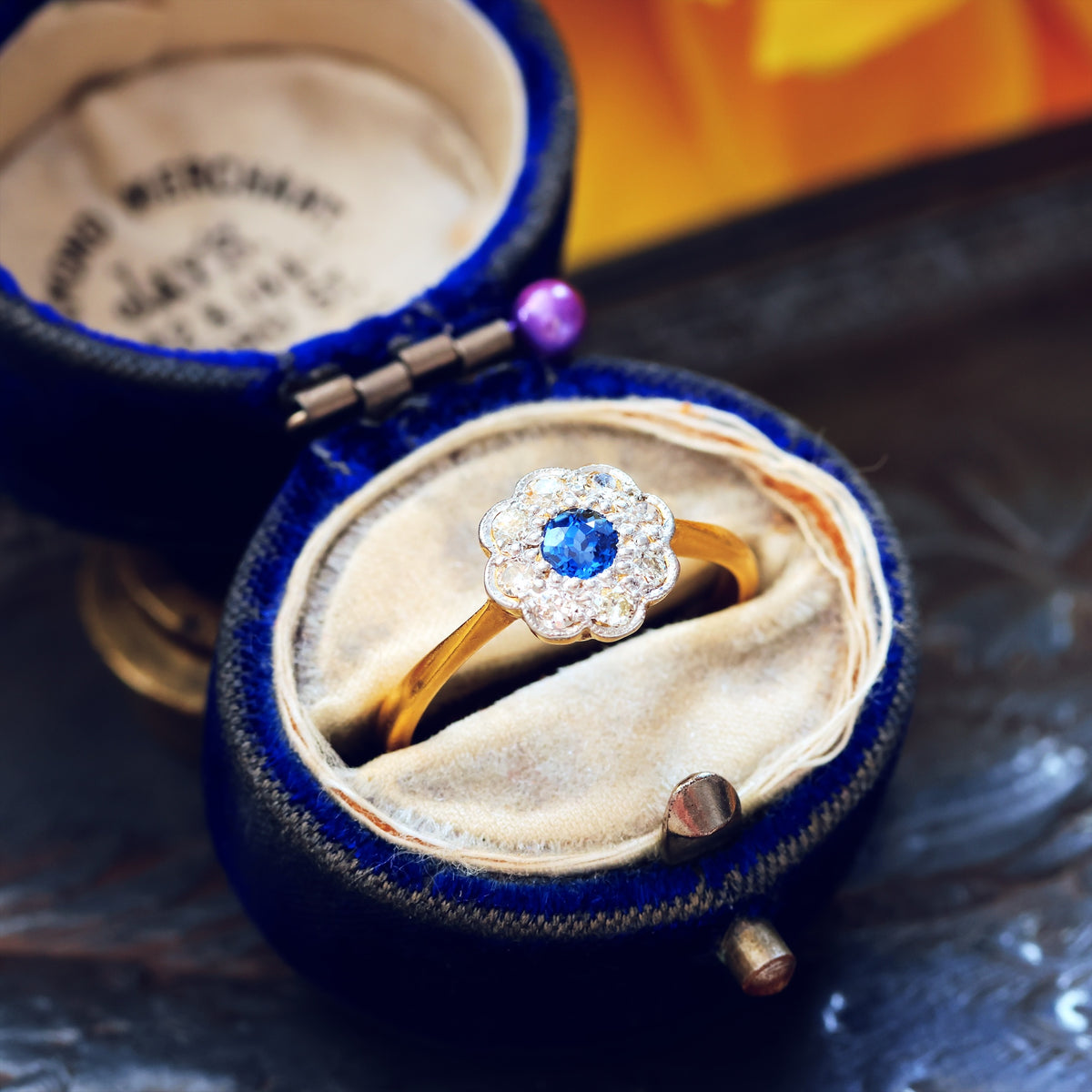 Delightful Blossom! Sapphire & Diamond Cluster Engagement Ring