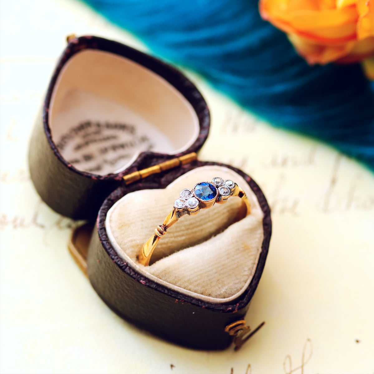 Daintiest Vintage Sapphire & Diamond Engagement Ring
