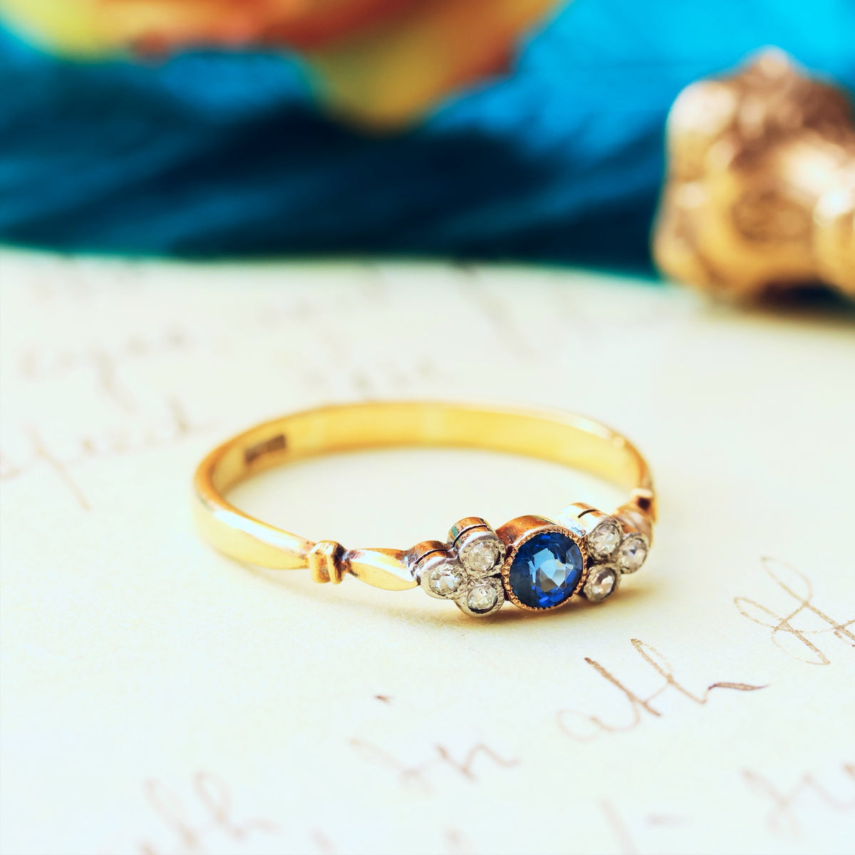 Daintiest Vintage Sapphire & Diamond Engagement Ring
