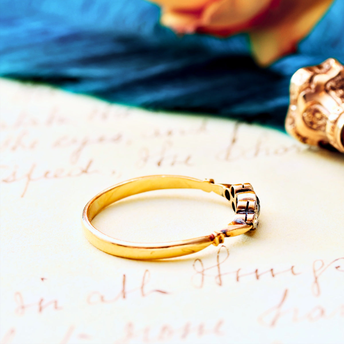 Daintiest Vintage Sapphire & Diamond Engagement Ring