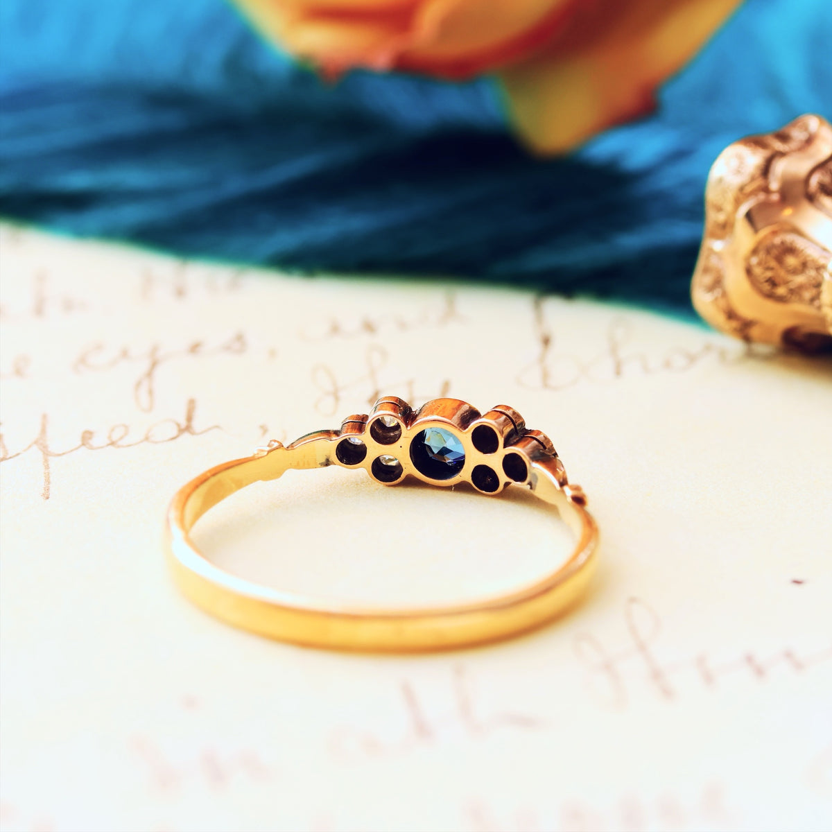 Daintiest Vintage Sapphire & Diamond Engagement Ring