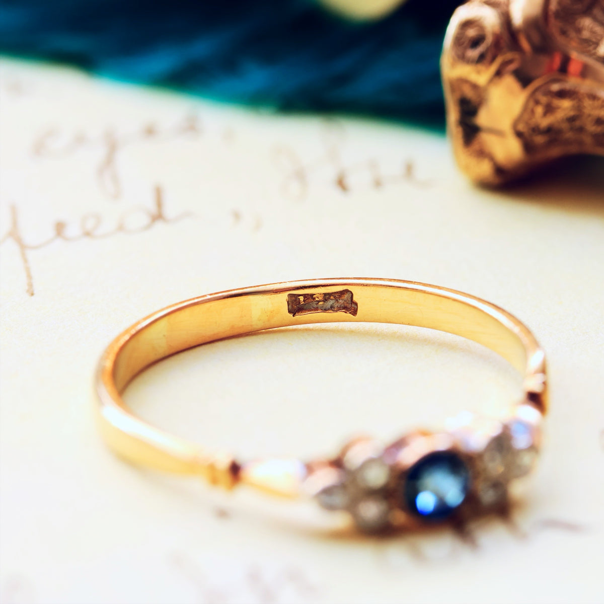 Daintiest Vintage Sapphire & Diamond Engagement Ring