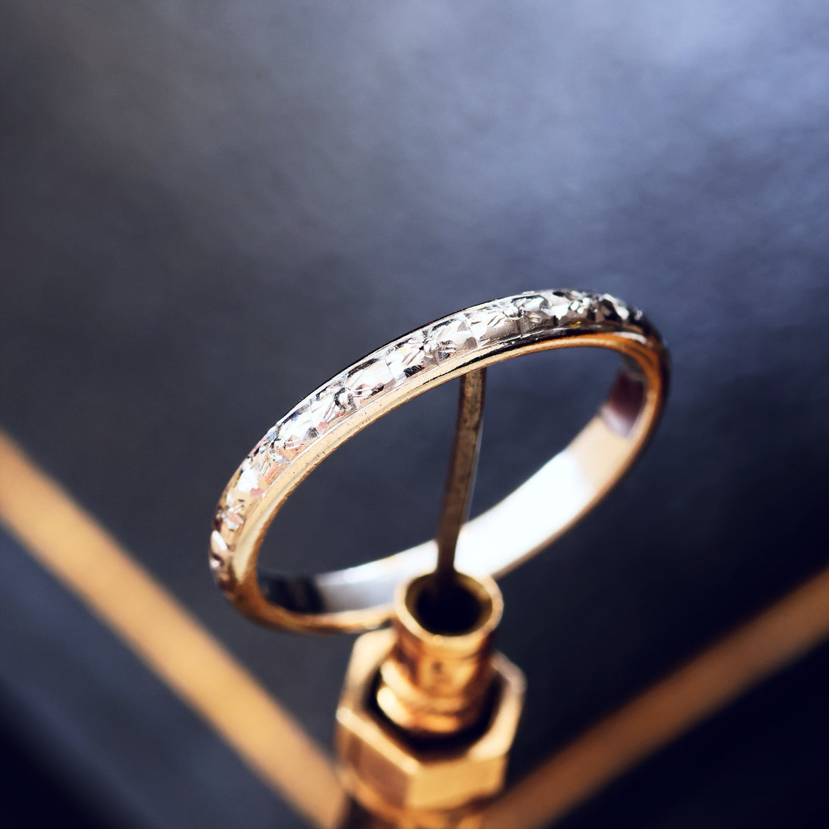 Vintage Size K and a half Hand Engraved Platinum Wedding Band