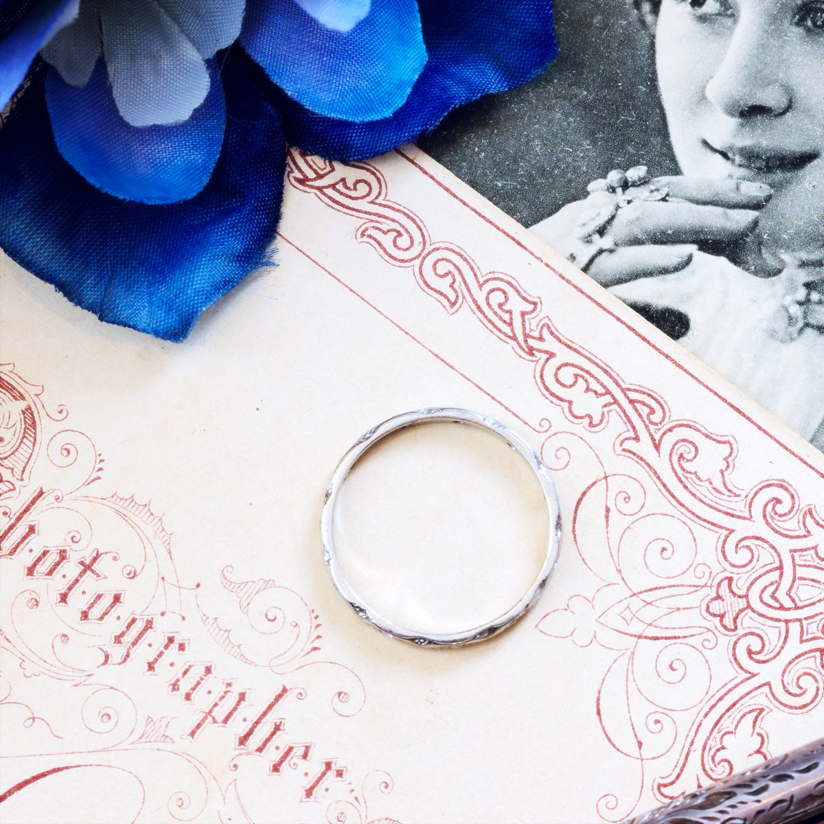 Vintage Size O Hand Engraved Diamond Full Eternity Ring