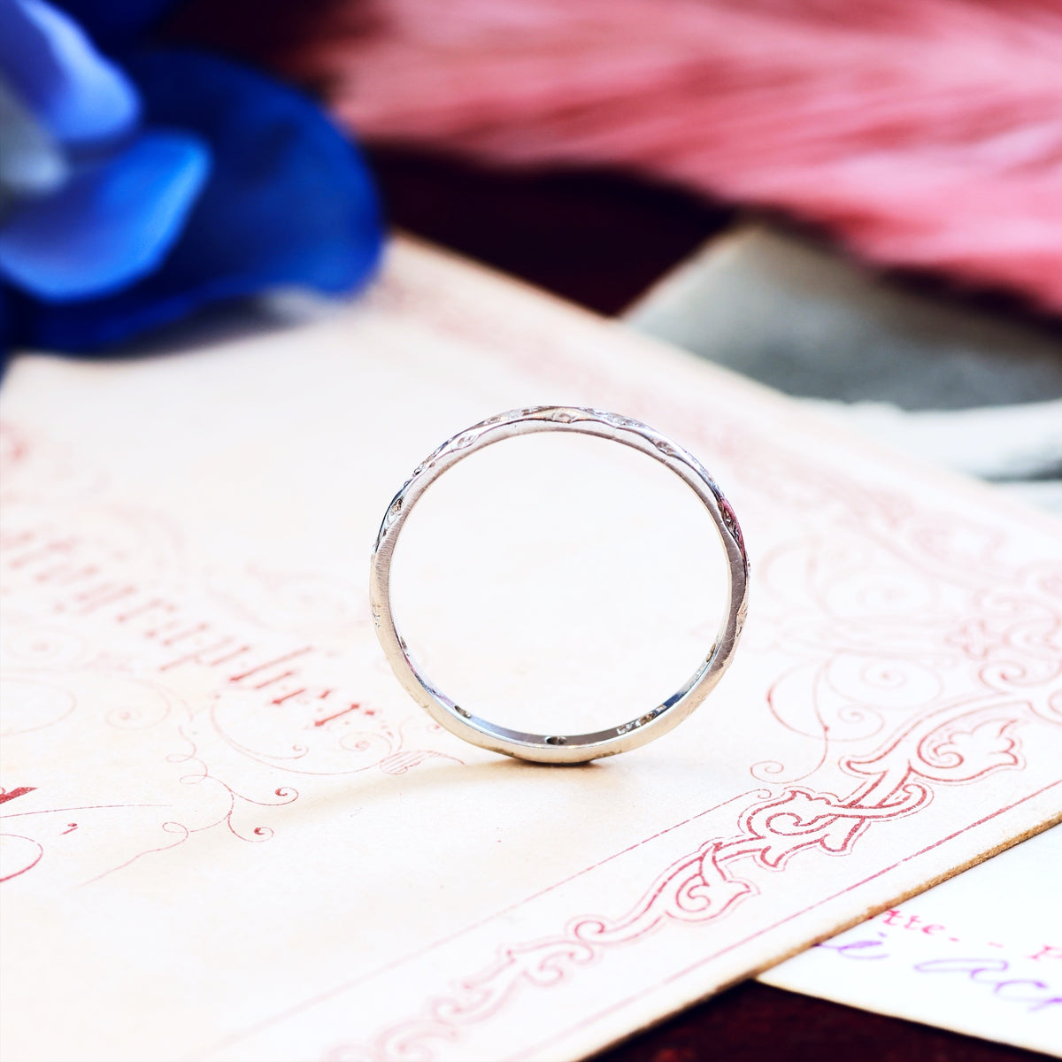 Vintage Size O Hand Engraved Diamond Full Eternity Ring