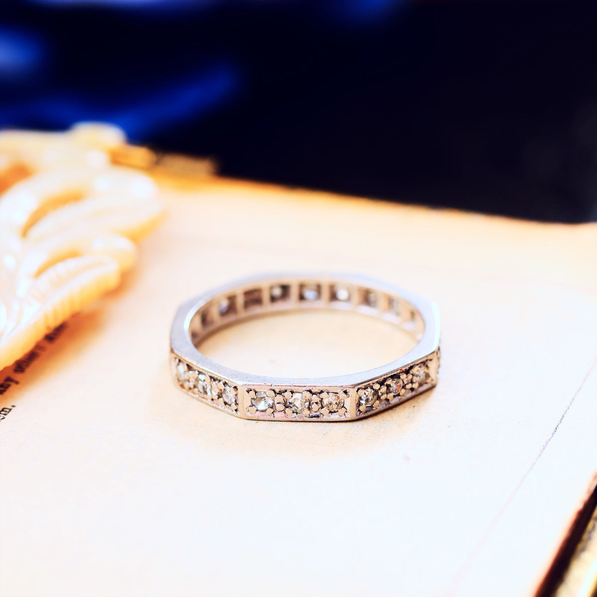 Slim Size 'J' Vintage Platinum Diamond Eternity Ring