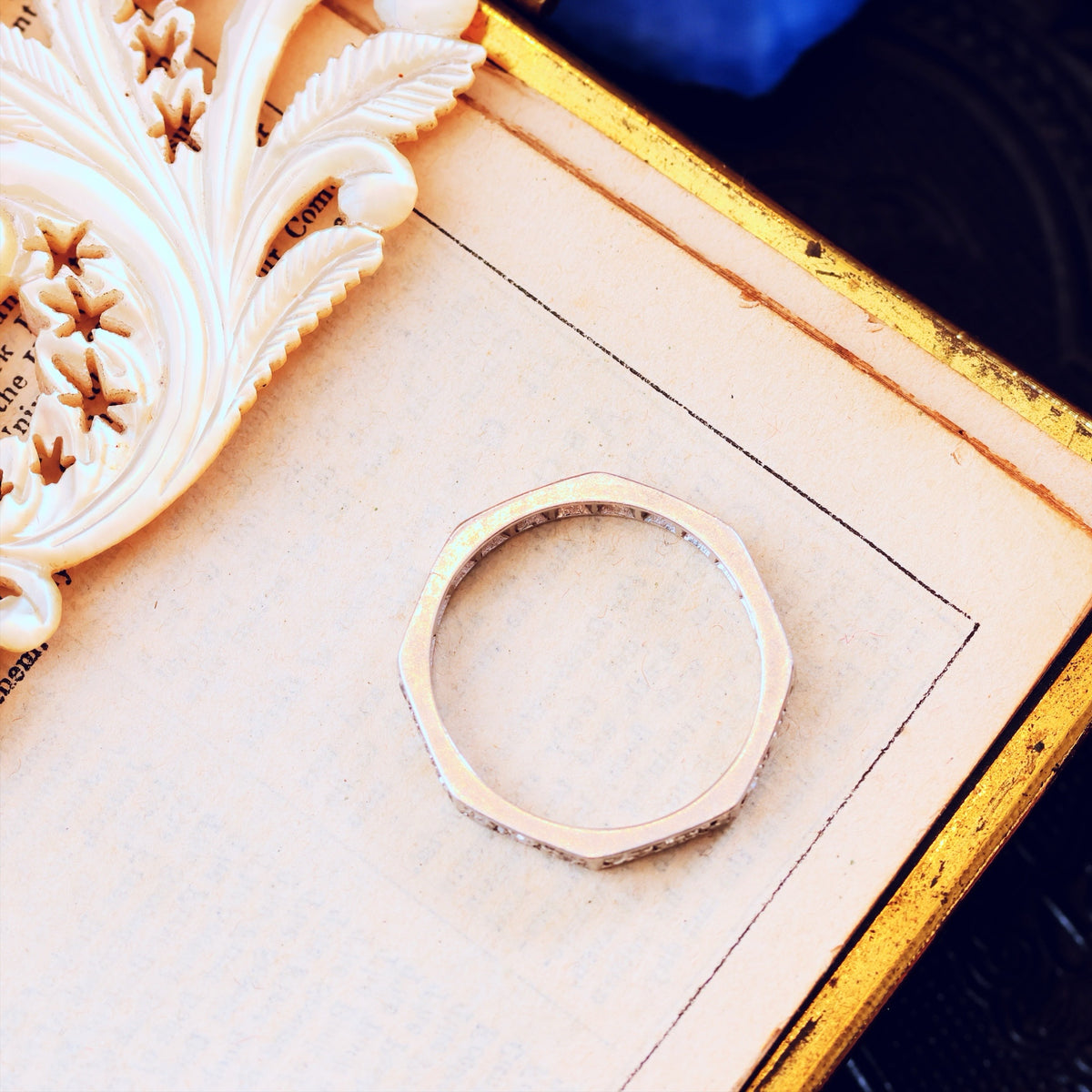 Slim Size 'J' Vintage Platinum Diamond Eternity Ring