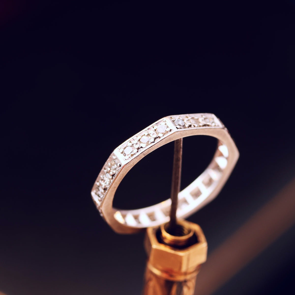 Slim Size 'J' Vintage Platinum Diamond Eternity Ring