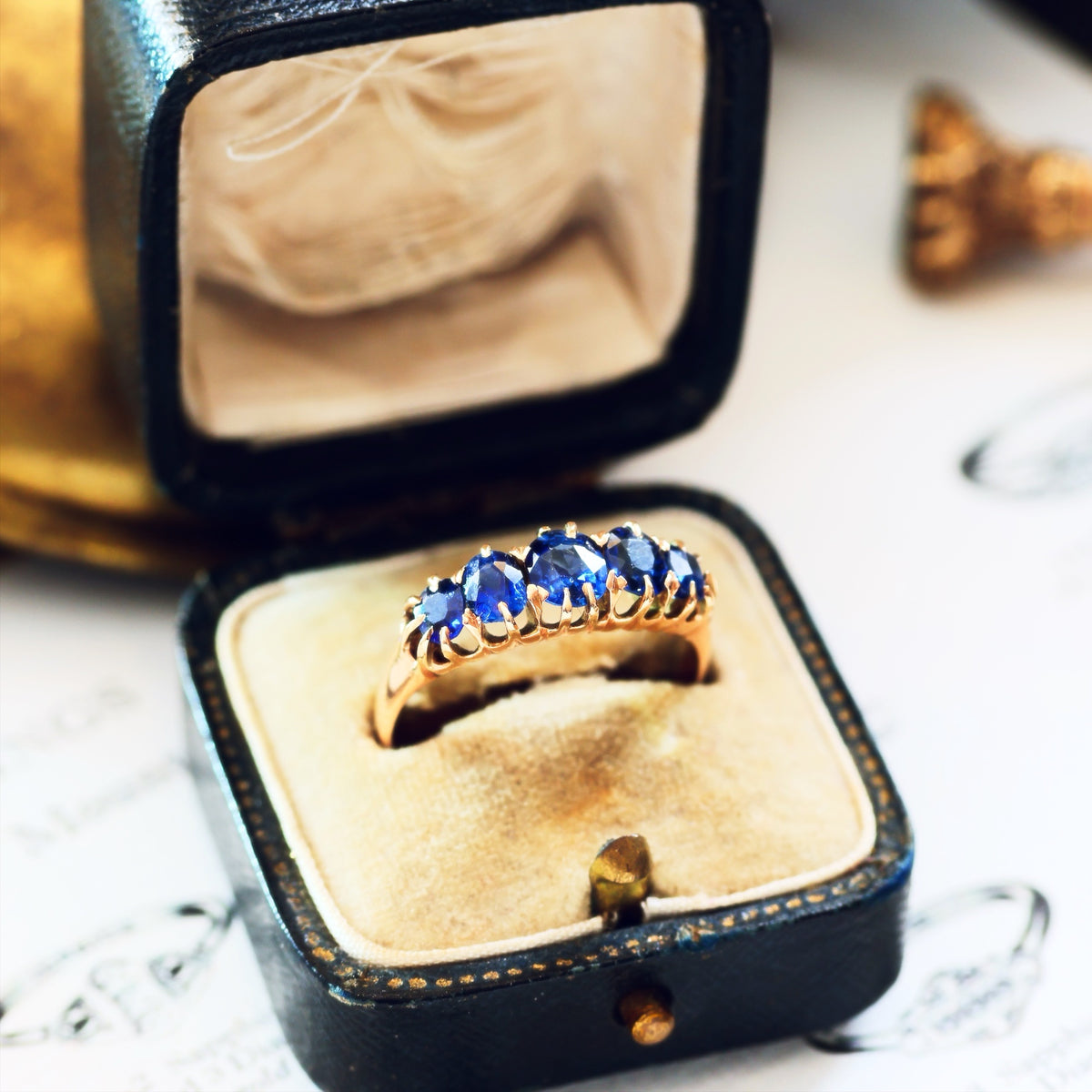 Wondrous Sparkling Midnight Blue Sapphire Engagement Ring
